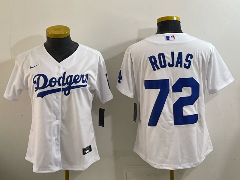 Women 2026 Nike Los Angeles Dodgers #72 Rojas White Game MLB Jersey 015